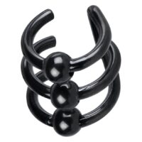 Clous d'oreilles noirs Illusion en acier chirurgical Triple clou d'oreille noir en acier chirurgical avec boules