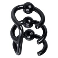 Clous d'oreilles noirs en acier chirurgical Trois clous d'oreilles noirs en acier chirurgical en forme de spirale sur fond blanc