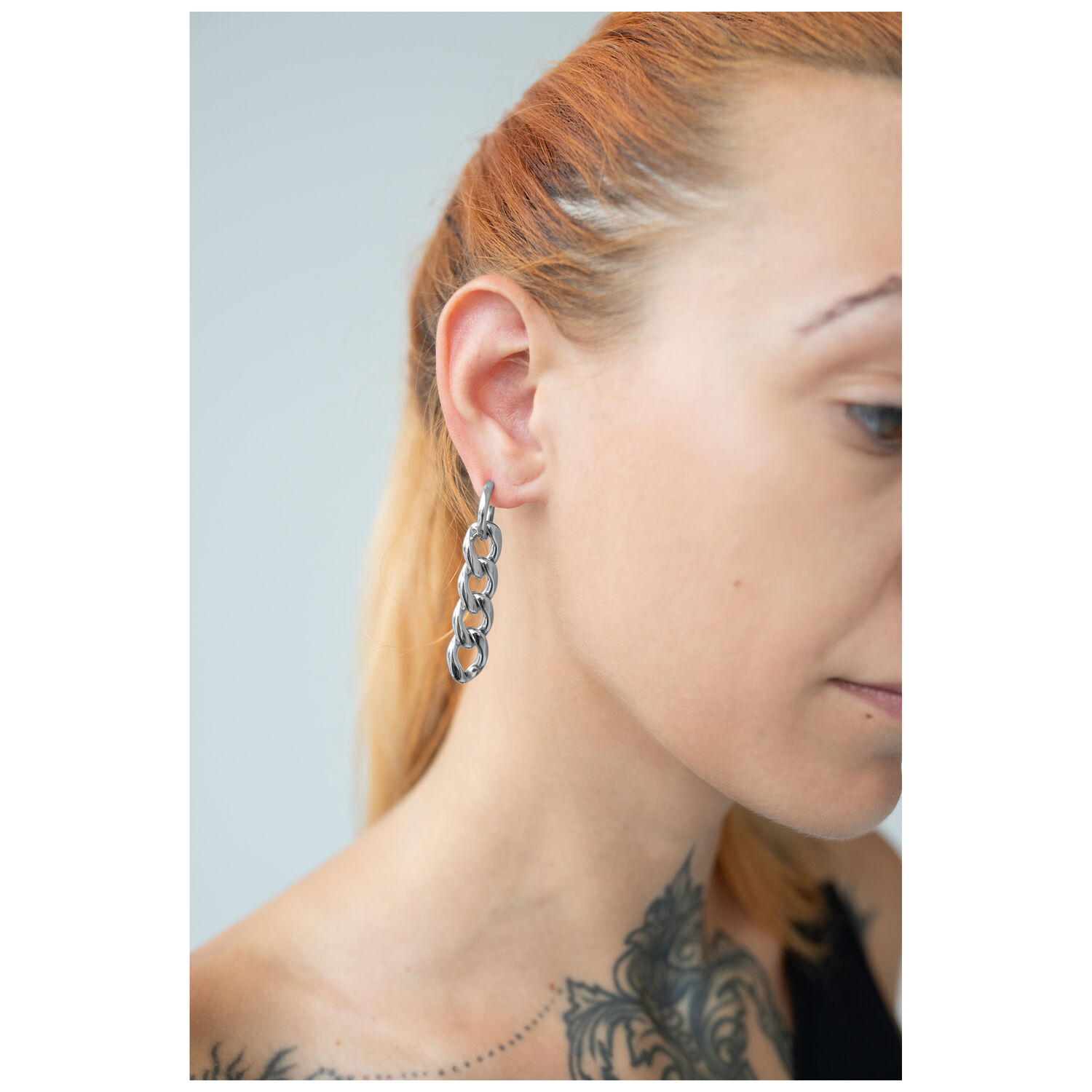 Boucles d'oreilles Little Chunky en argent élégantes Femme avec des Little Chunky Hoops en argent en acier inoxydable à l'oreille