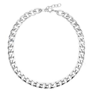 Chunky chaîne en argent en acier chirurgical 316L sur fond blanc