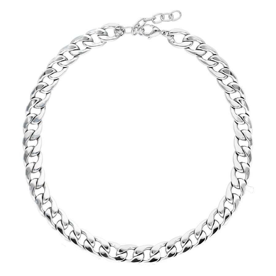 Chunky chaîne en argent, 50 cm Chunky chaîne en argent en acier chirurgical 316L sur fond blanc