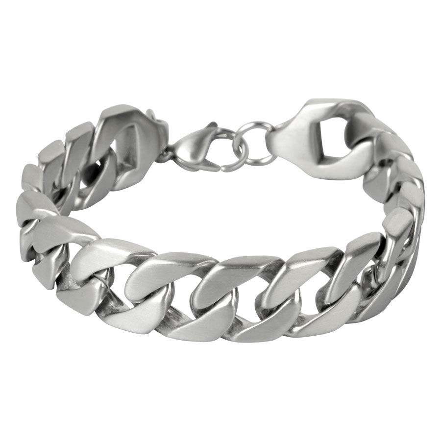 Bracelet brut en acier chirurgical argenté Bracelet en acier chirurgical 316L argenté sur fond blanc