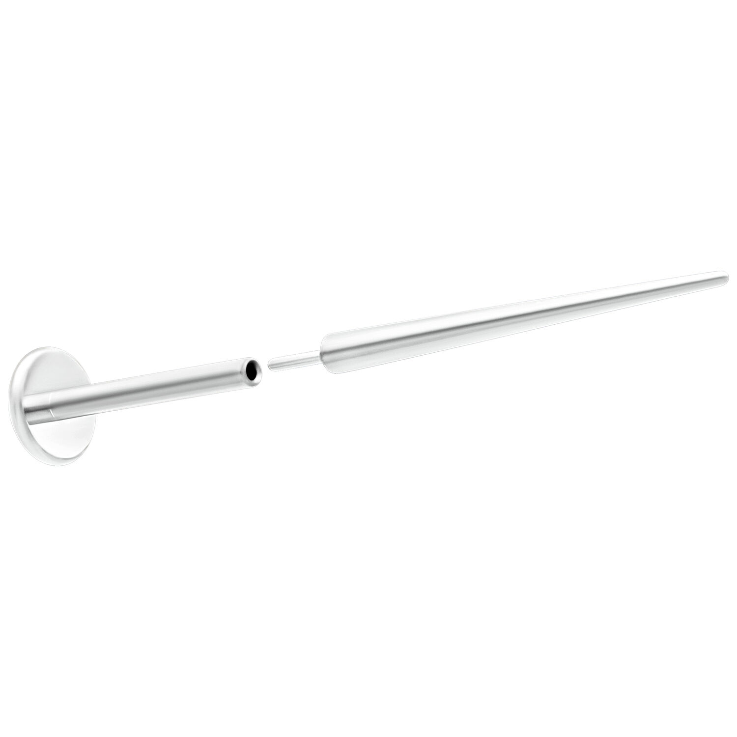 Push-Fit tige d'introduction 1,2mm titane argent Tige d'introduction Push-Fit en titane argent sur fond blanc