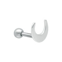 Luna Earbarbell en argent et acier chirurgical Luna Earbarbell en argent avec embout en demi-lune sur fond blanc