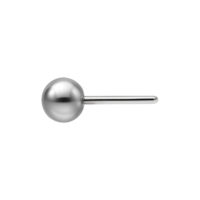 Boule argentée pour labrets Push Fit Boule en titane argentée avec tige Push Fit sur fond blanc