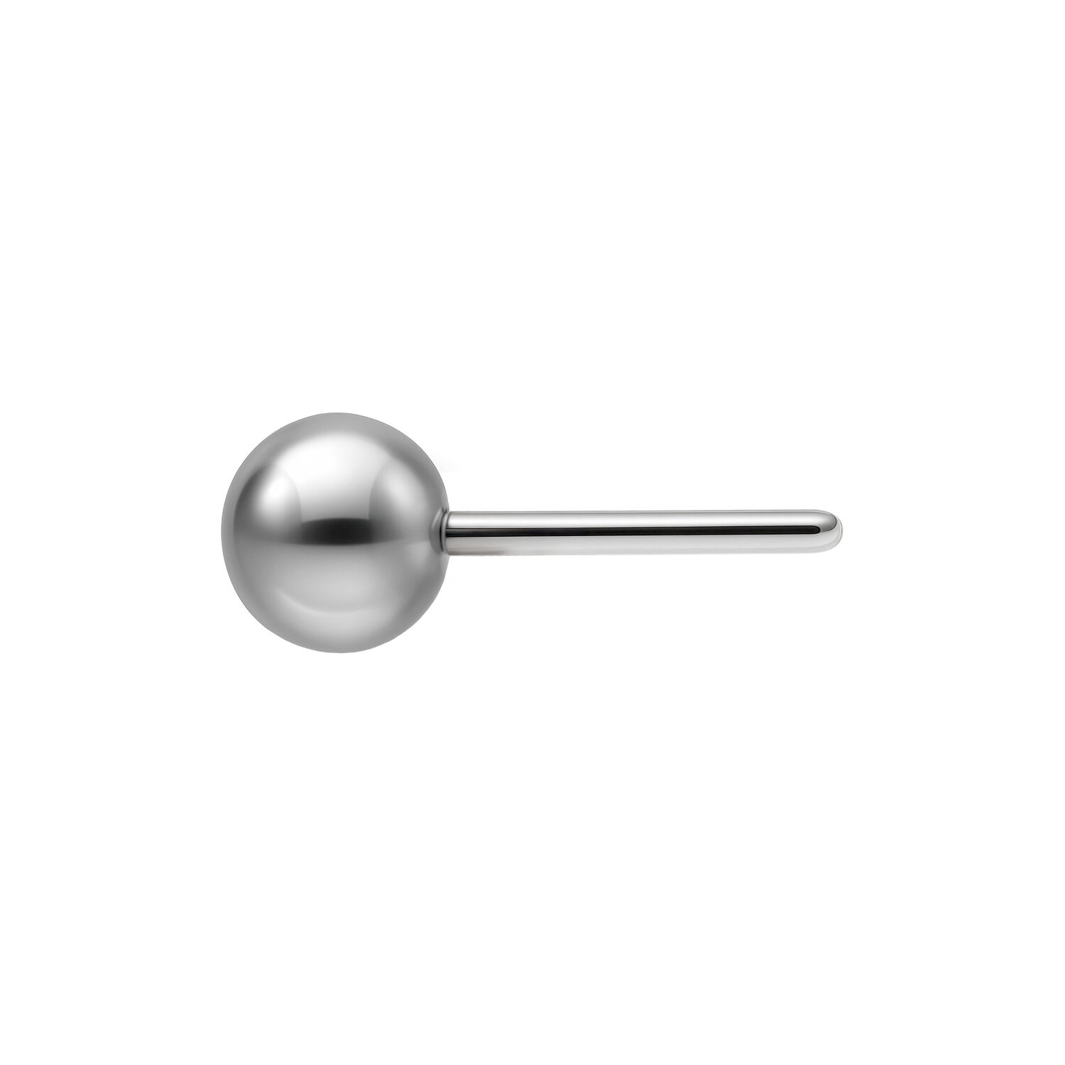 Boule argentée pour labrets Push Fit Boule en titane argentée avec tige Push Fit sur fond blanc