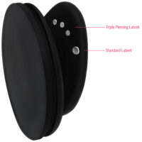 Labret Triple Piercing Noir Pushfit Labret noir avec trois trous de piercing, sur fond blanc