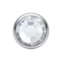 Embout Disque Argenté 4,0 mm pour Triple Piercing Embout Disque Argenté 4,0 mm avec pierre cristalline sur fond blanc