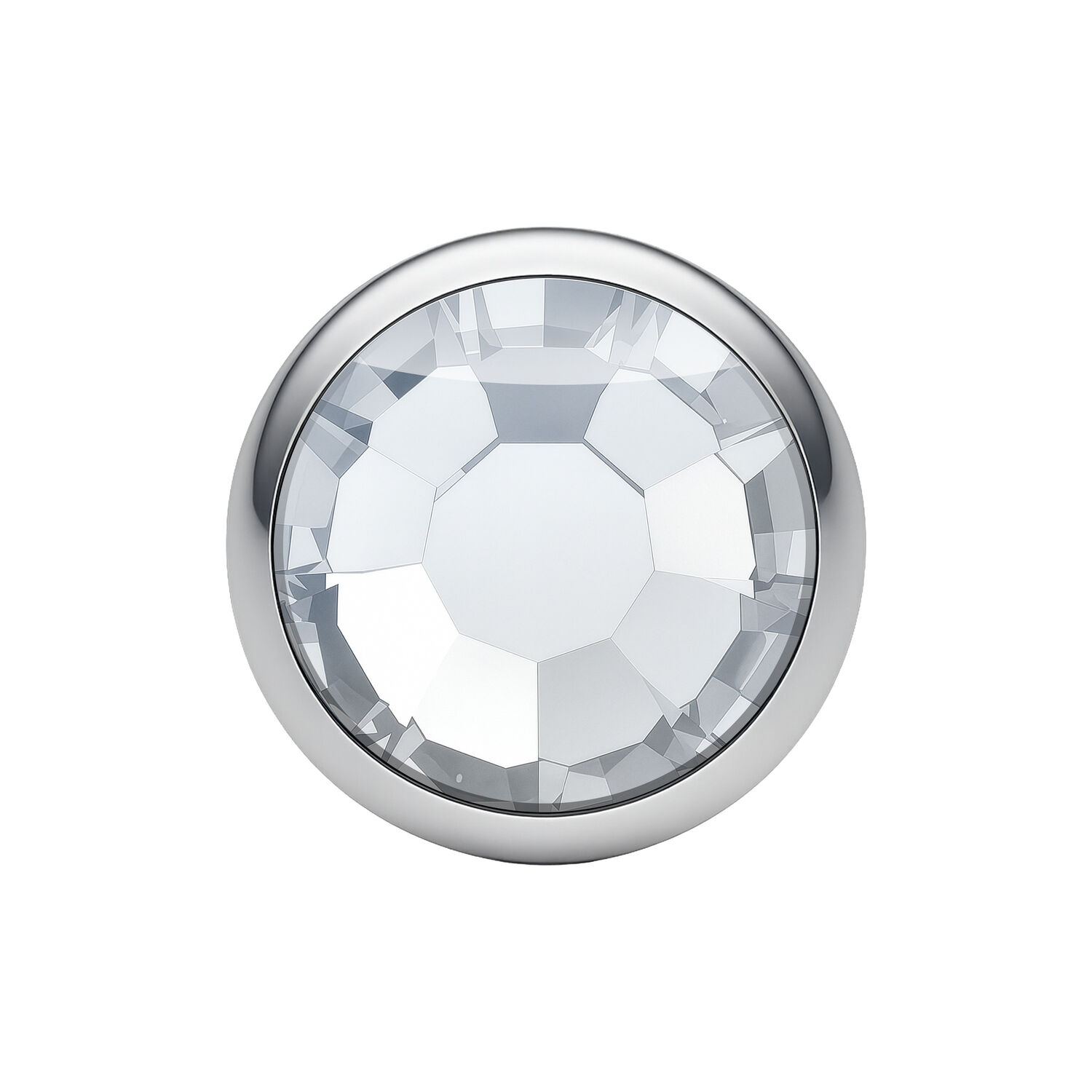 Embout Disque Argenté 4,0 mm pour Triple Piercing Embout Disque Argenté 4,0 mm avec pierre cristalline sur fond blanc