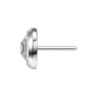 Embout de piercing Push Fit argenté, 4 mm Embout de piercing Push Fit argenté de 4 mm avec pierre cristalline sur fond blanc