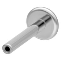 Labret en titane argenté avec Push Fit, 1,2mm d'épaisseur, 14mm de longueur sur fond blanc