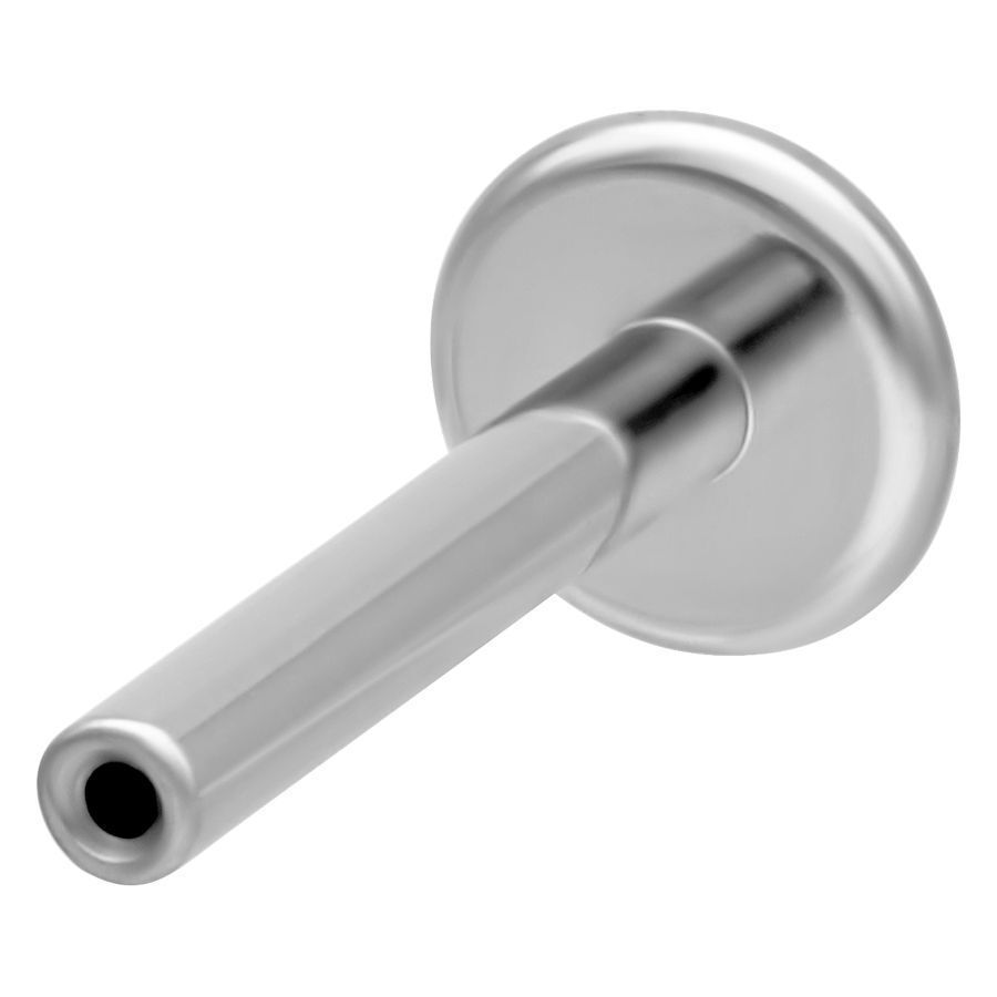 Labret en titane argenté avec Push Fit, 1,2mm d'épaisseur, 14mm de longueur sur fond blanc