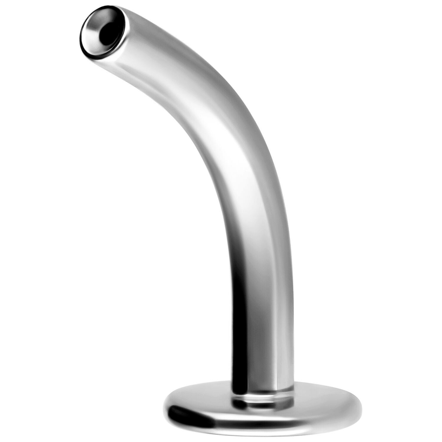 Labret incurvé en titane Push Fit en argent Labret incurvé en titane argenté avec surface lisse sur fond blanc