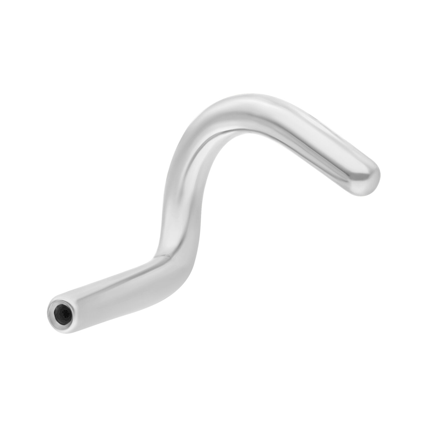 Clou de nez en titane argenté Push Fit Clou de nez en titane argenté courbé avec Push Fit sur fond blanc