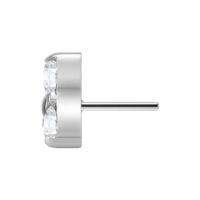 Embout Trinity pour Push Fit Labret, Titane Embout Trinity argenté pour Push Fit Labret avec cristaux clairs sur fond blanc