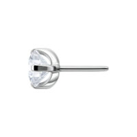 Embout Labret Pushfit Argenté avec Cristal Clair, 2,5 mm Embout argenté à 3 griffes avec pierre cristalline sur fond blanc