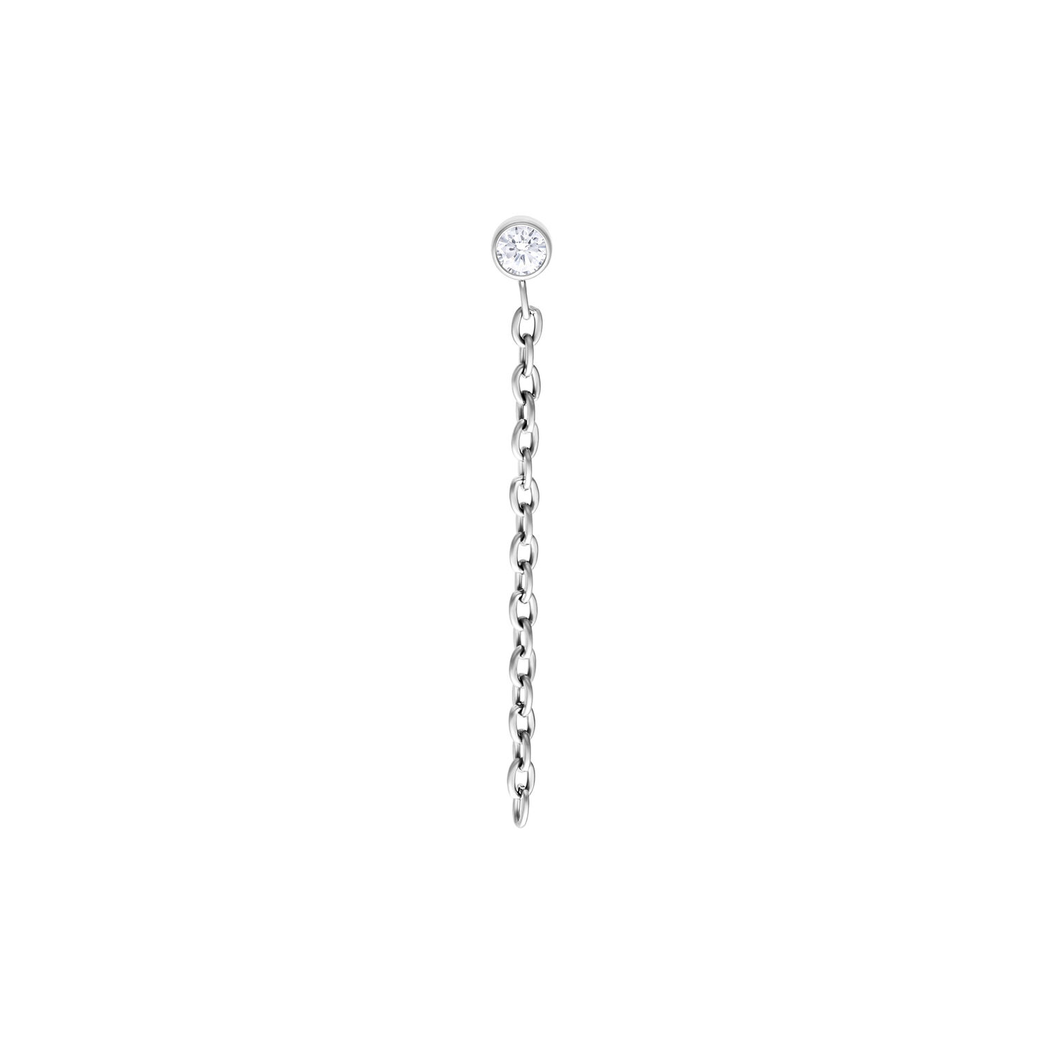 Embout Chaîne Cristal Push Fit Argenté Embout chaîne argenté avec cristal clair sur fond blanc
