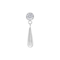 Embout Cristal Push Fit Argenté Embout Push Fit argenté avec cristal clair sur fond blanc