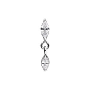 Pendentif Push Fit argenté avec cristal ovale clair sur fond blanc