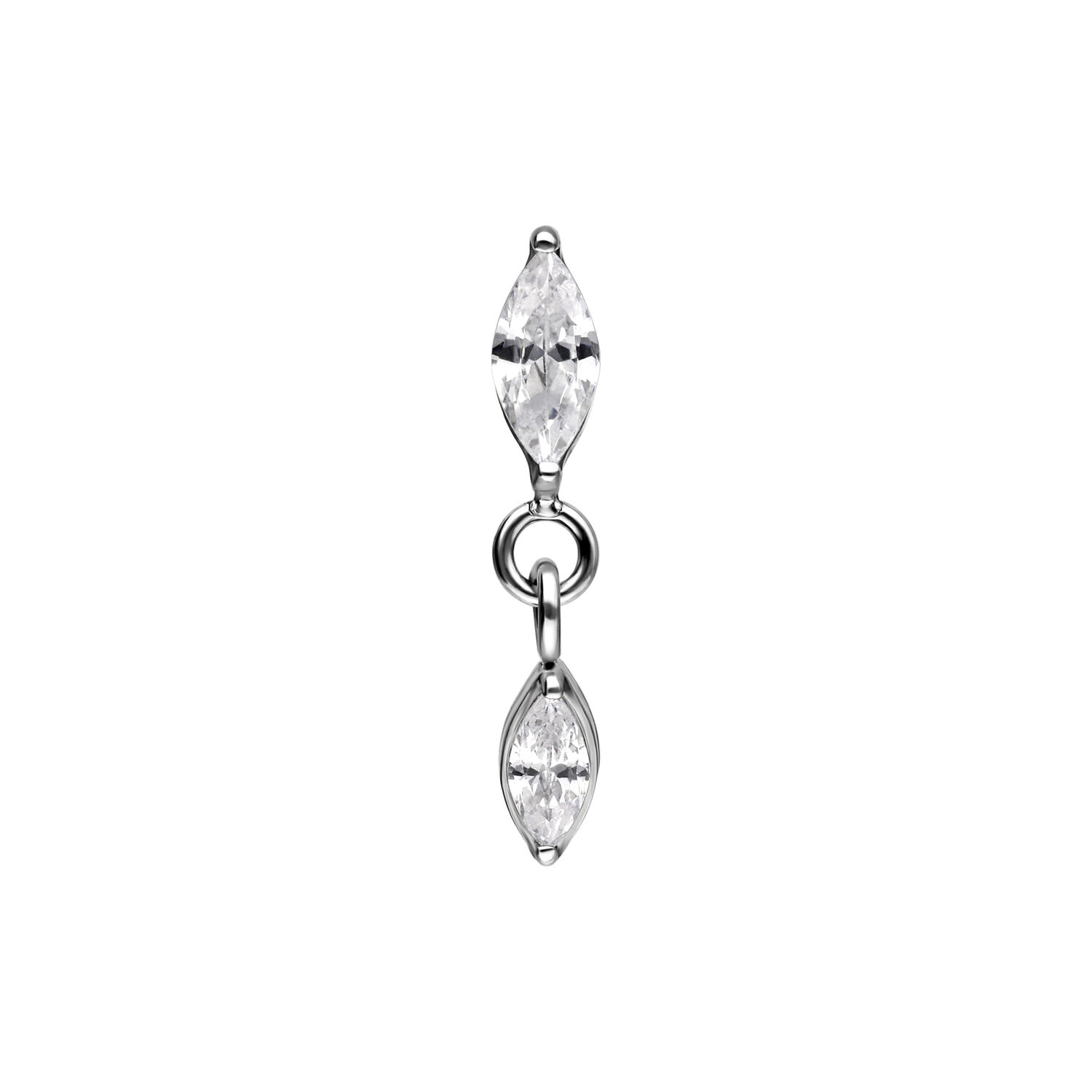 Pendentif Push Fit argenté avec cristal ovale clair sur fond blanc