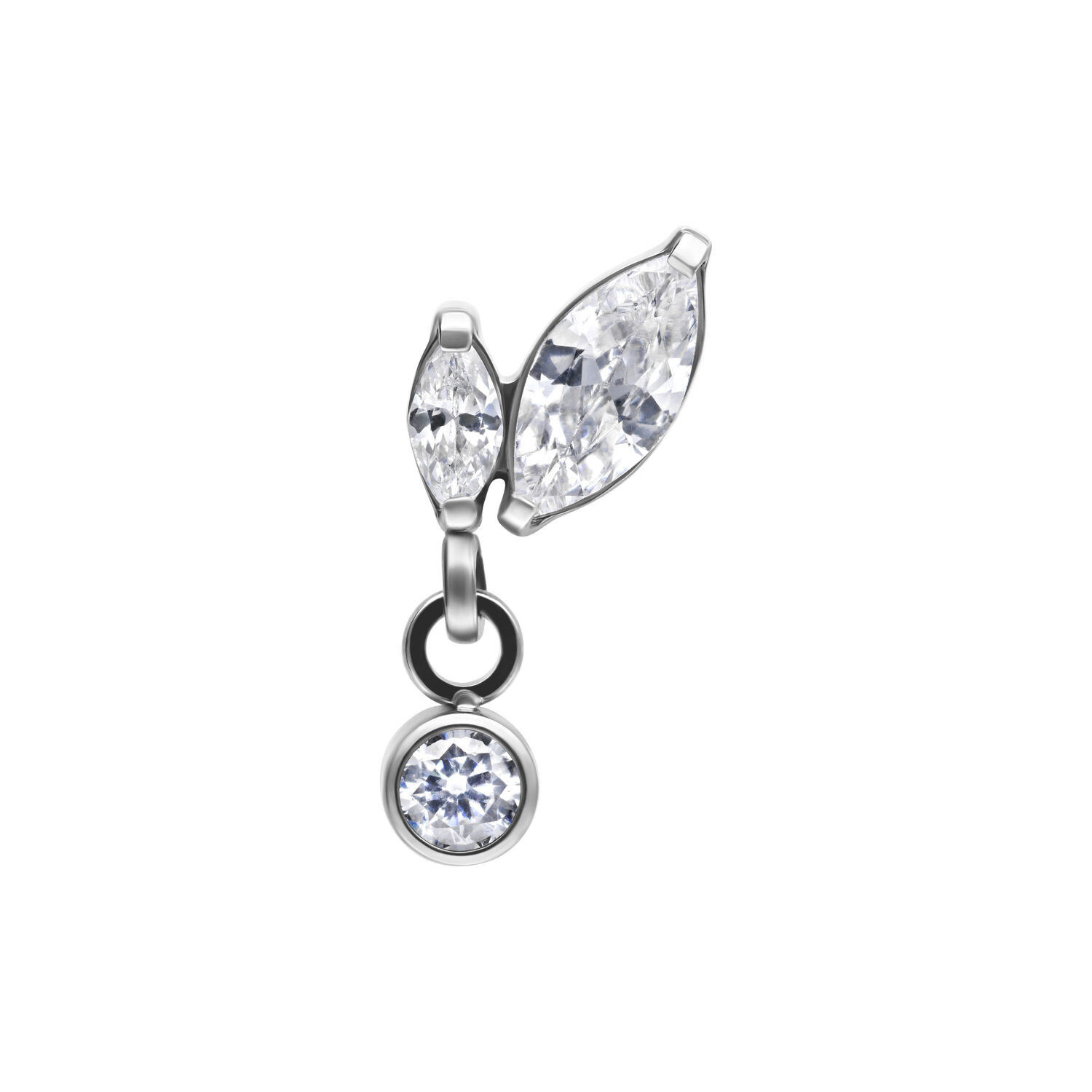 Embout Push Fit Noir avec Cristaux Embout Push Fit Noir avec double cristal marquise et pendentif sur fond blanc