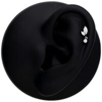 Élégant embout Push Fit avec cristaux marquise Embout d'oreille noir avec double marquise et pendentif en cristal
