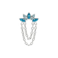 Embout en cristal Azure Bloom avec chaînes Embout en argent Push Fit avec cristaux lavande et turquoise et chaînes