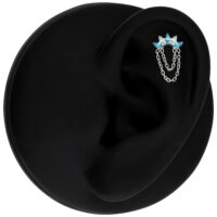 Embout Cristal Push Fit en Lavande et Turquoise Embout Push Fit argenté avec cristaux lavande et turquoise sur fond noir
