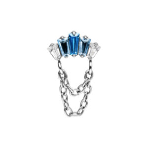 Embout Push Fit en argent avec cristaux lavande et turquoise et chaînes