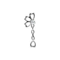 Embout Fleur en Titane Argenté Push Fit Embout Push Fit argenté avec cristal scintillant sur fond blanc