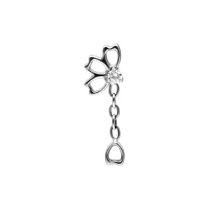 Embout Push Fit argenté avec cristal scintillant sur fond blanc