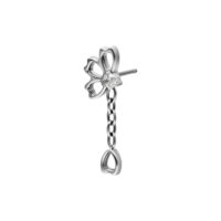 Embout Push Fit argenté avec cristal Embout de piercing argenté en forme de fleur avec chaîne en cristal sur fond blanc