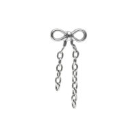 Pendentif Push Fit argenté avec nœud Pendentif en titane argenté en forme de nœud avec chaînes pendantes, sur fond blanc