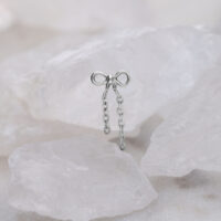 Embout en titane avec chaînes en forme de boucle Embout Push Fit argenté en forme de boucle avec chaînes sur fond clair