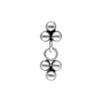 Pendentif Push Fit argenté pour piercings Pendentif piercing Push Fit argenté avec doubles boules sur fond blanc