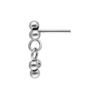 Embout Trinity argenté pour piercing Push Fit Embout Push Fit argenté avec trois boules sur fond blanc