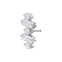 Embout Push Fit Multicristal Argenté Embout en métal argenté avec cristaux clairs sur fond blanc