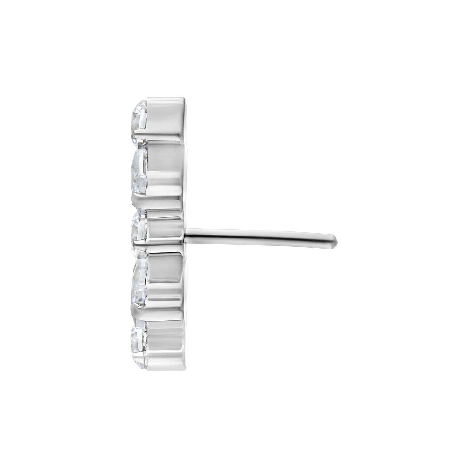 Embout Multicrystal Push Fit Argenté Vue latérale d'un embout Multicrystal Push Fit argenté avec des cristaux clairs