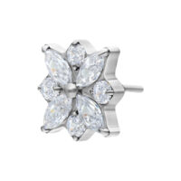 Embout Argenté Crystal Blossom Push Fit Embout argenté avec fleurs cristallines sur fond blanc