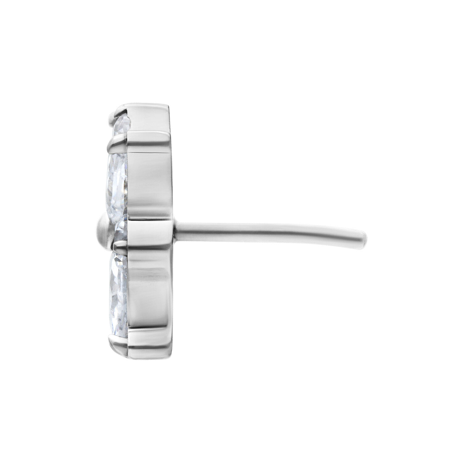Embout Crystal Blossom Push Fit argenté Embout Push Fit argenté avec pierre cristalline sur fond blanc