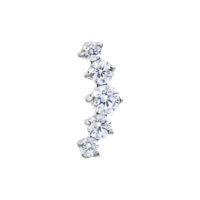 Embout Push Fit argenté avec 5 cristaux Embout argenté avec cinq cristaux clairs sur fond blanc