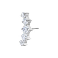 Embout Push Fit argenté avec 5 cristaux Embout Push Fit argenté avec cinq cristaux clairs sur fond blanc
