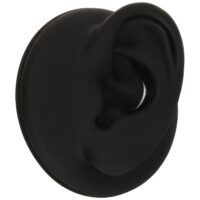Embout noir pour oreille Push Fit Embout noir en forme ovale, photographié de côté