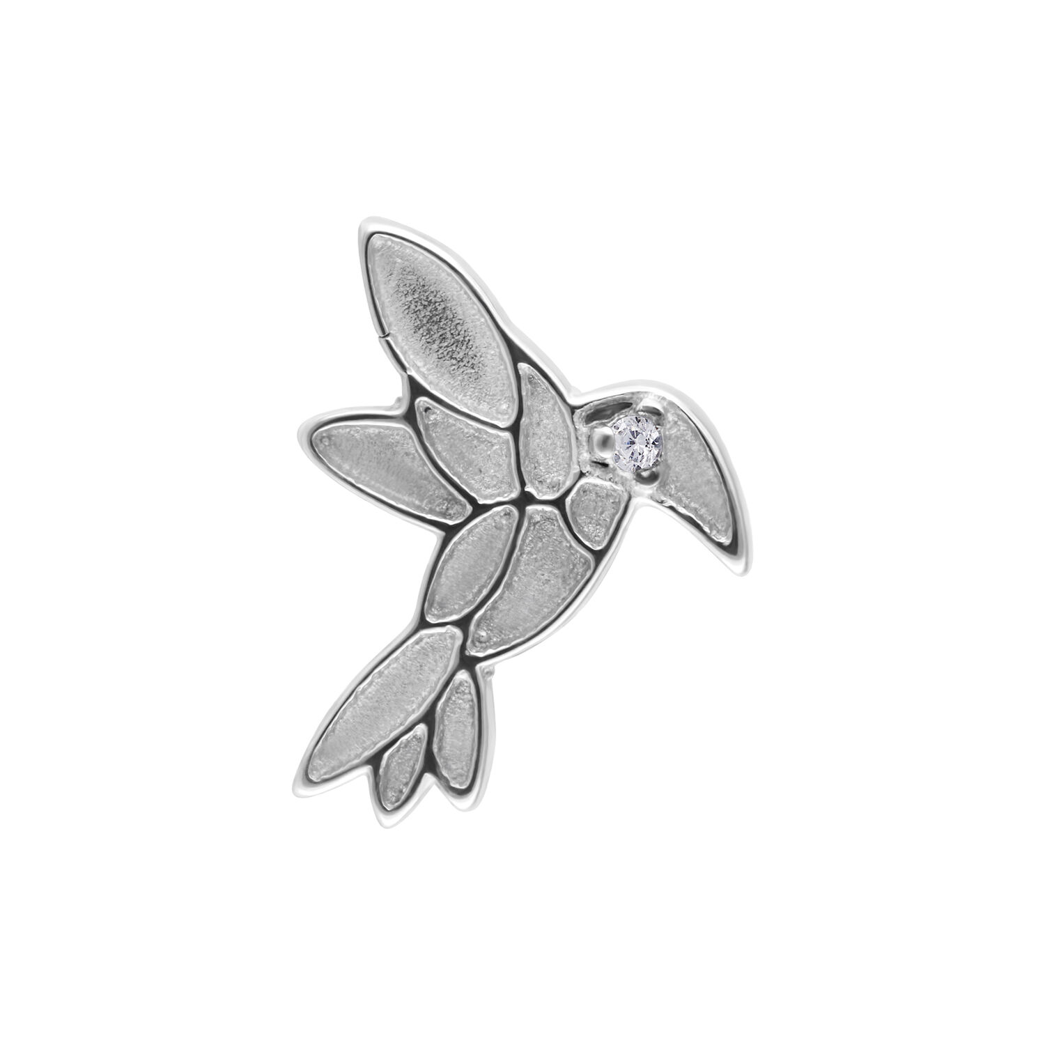 Embout de piercing colibri en or blanc Embout de piercing en forme de colibri en or blanc avec zirconium