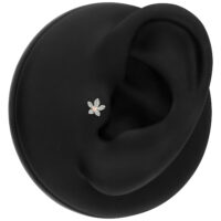Piercing Jasmin Blüte mit Opal Goldener Jasminblütenaufsatz mit Opal auf schwarzem Ohrmodell