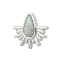 Embout en or blanc avec opale rayons de soleil Embout en or blanc avec opale synthétique et design rayons de soleil
