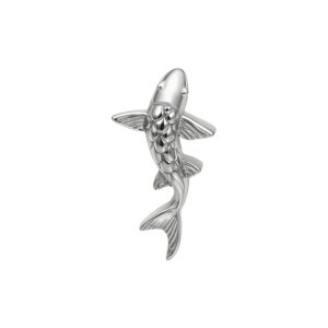 Embout Koi en argent avec motif d'écailles sur fond blanc