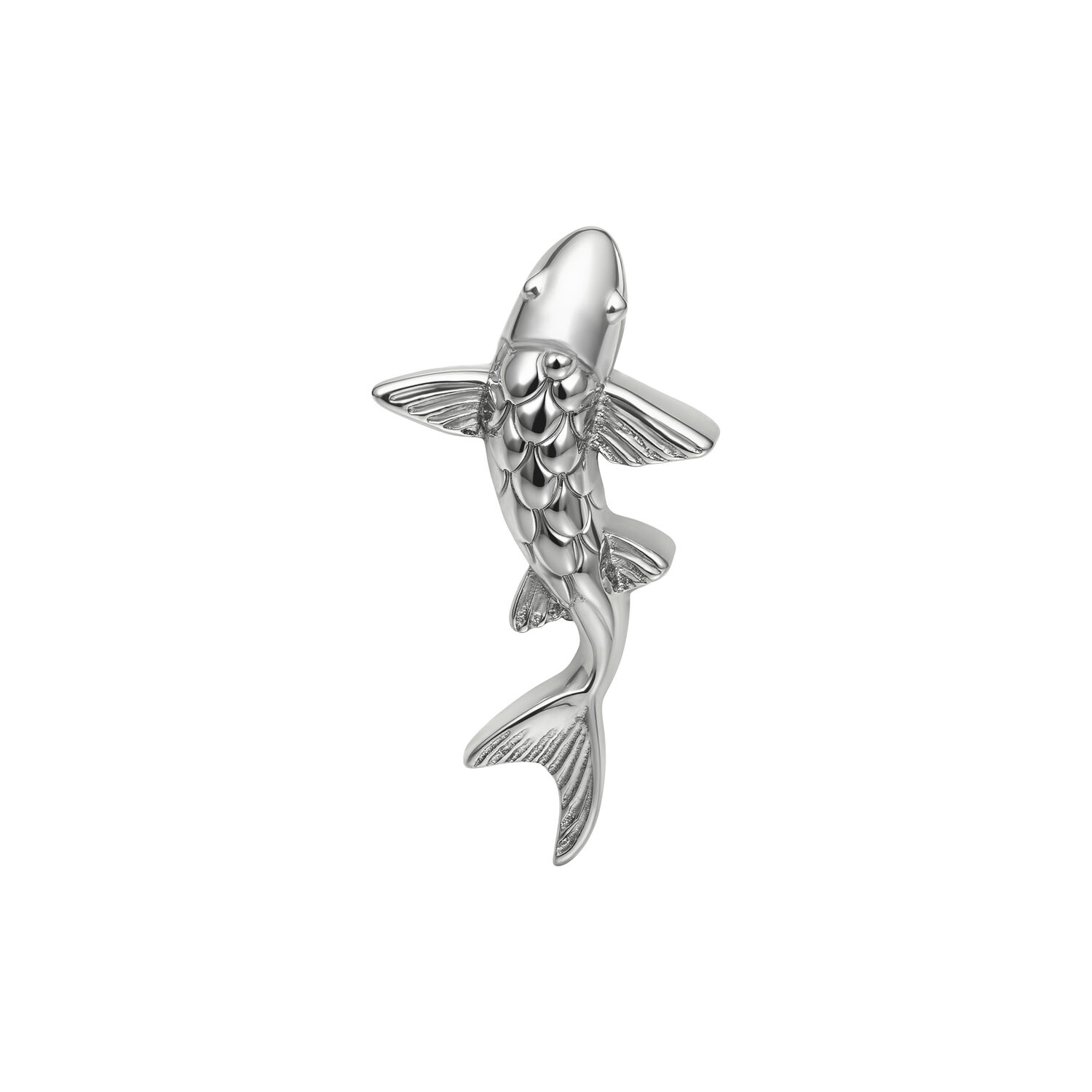 Embout Koi en argent Embout Koi en argent avec motif d'écailles sur fond blanc