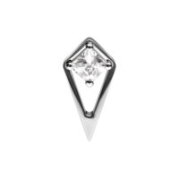 Embout géométrique argenté avec cristal clair sur fond blanc