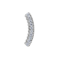 Embout en arc de cristal argenté Push Fit Embout argenté Push Fit avec cristaux clairs sur fond blanc